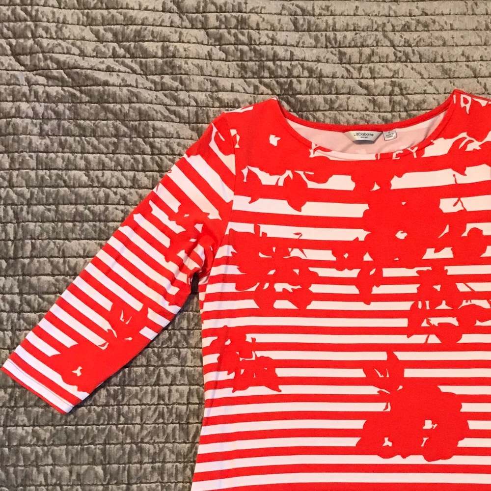 LIZ CLAIBORNE NY Printed Stripe Knit  Dress